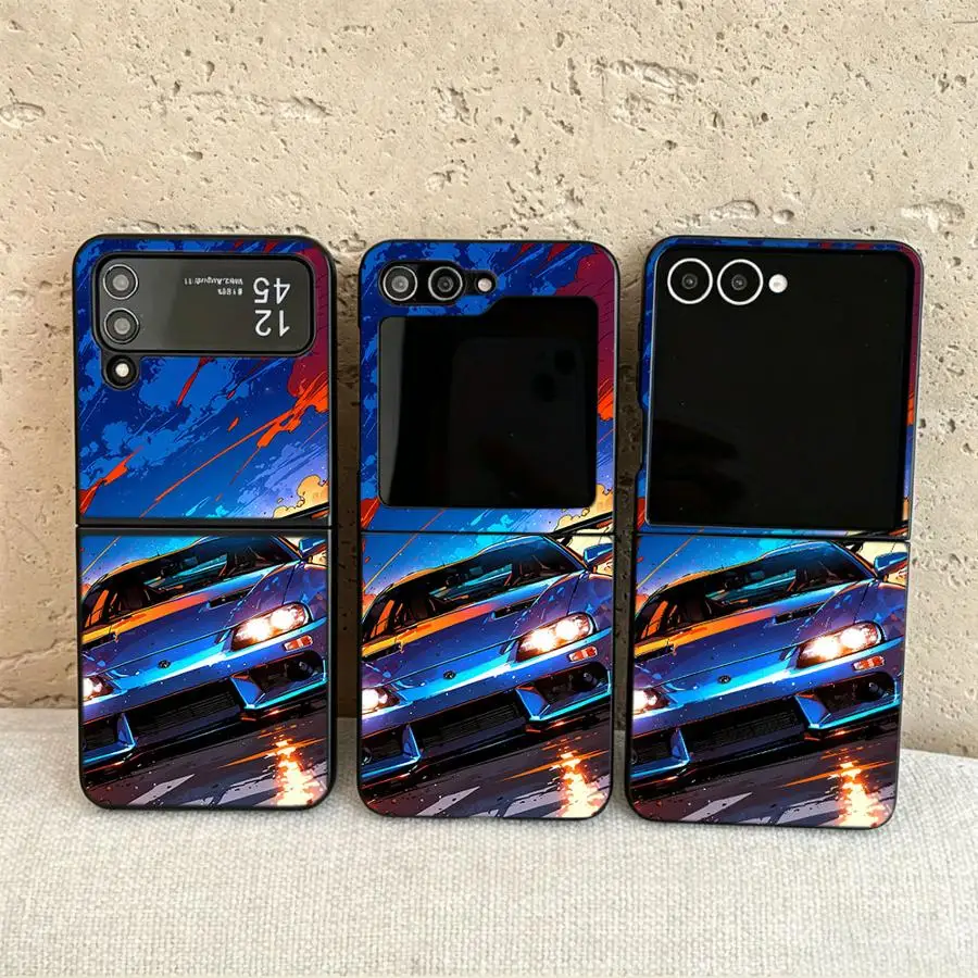 Racing Sports Car Case for Samsung Galaxy Flip4 Flip7 FE Flip6 Flip5 Flip3 Z Flip 7 6 5 4 3 Back Phone Cover Funda