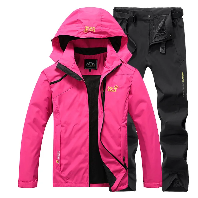 2024 Woman Cycling Sets Jacket Pants Hiking Cycling Sports Hooded Two Piece Sets Breathable Warm Windproof Outdoor Clothing Sets