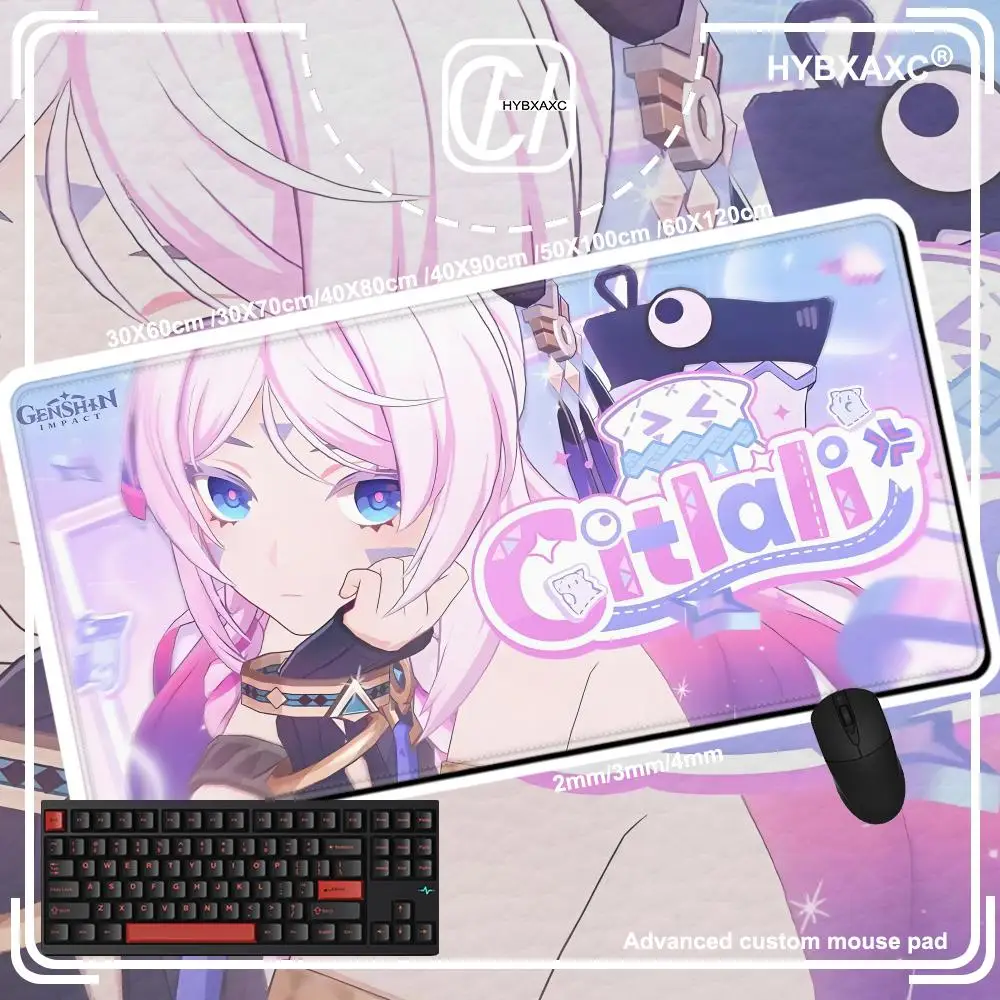 G-genshin C-citlali Mouse Pad Anime Gaming Mouse Pad HD Printing Table Pads Karet Desktop XXL Mousepad Meja Tikar