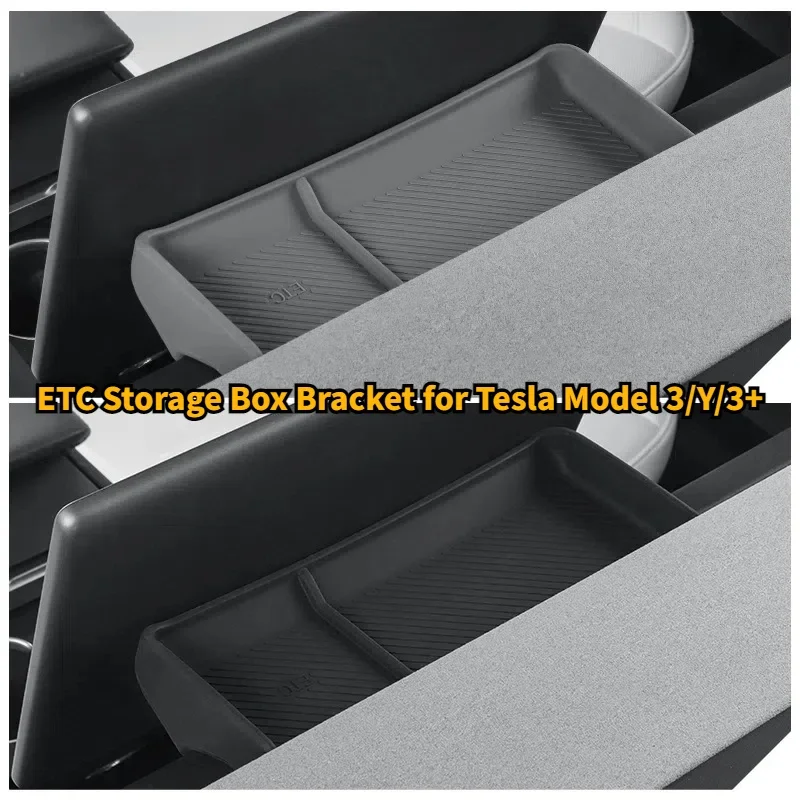 ETC Storage Box Bracket Tray Central Control Silicone GPS Instrument Panel Screen Rear Storage For Tesla Model 3/Y/3+ Highland