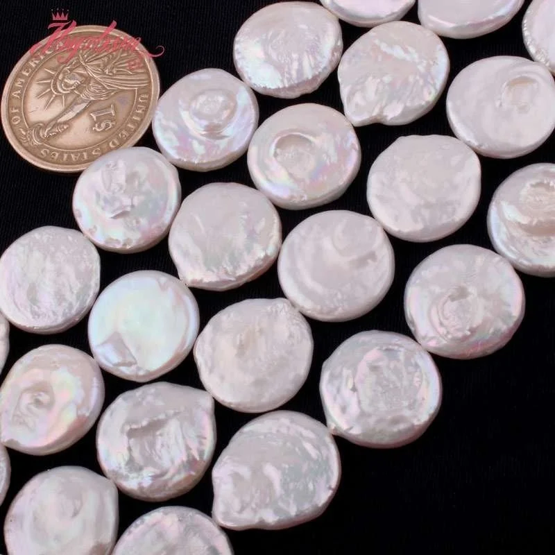 18mm Freshwater Pearl Coin Beads Loose Natural Stone Beads For Jewelry Making DIY Necklace Bracelets Earring Spacer Strand 15\