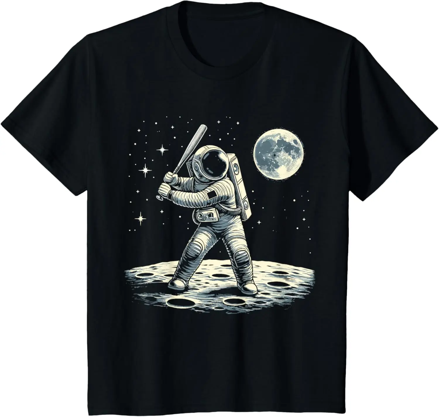 Camiseta de astronauta de béisbol en el espacio, camiseta divertida unisex para niños, camiseta de algodón de manga corta, camisetas gráficas para niños, Camiseta