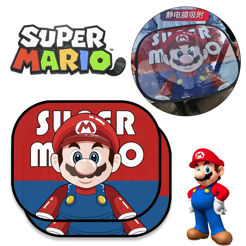 Super Mario Car Sun Shade UV Protection Car Curtain Car Window Sunshade Rear Window Mesh Sun Visor Summer Protection Window Film