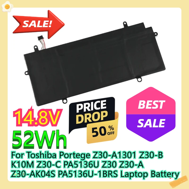 For Toshiba Portege Z30-A1301 Z30-B K10M Z30-C PA5136U Z30 Z30-A Z30-AK04S 14.8V 52WH PA5136U-1BRS Laptop Battery