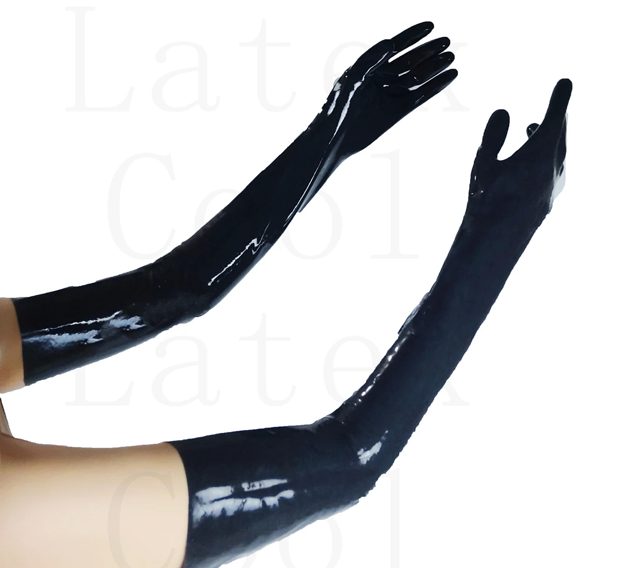 

100% Gummi Latex Rubber Arty Long Black Seamless Gloves Handmade 0.4mm Size s-xl Special price good-looking