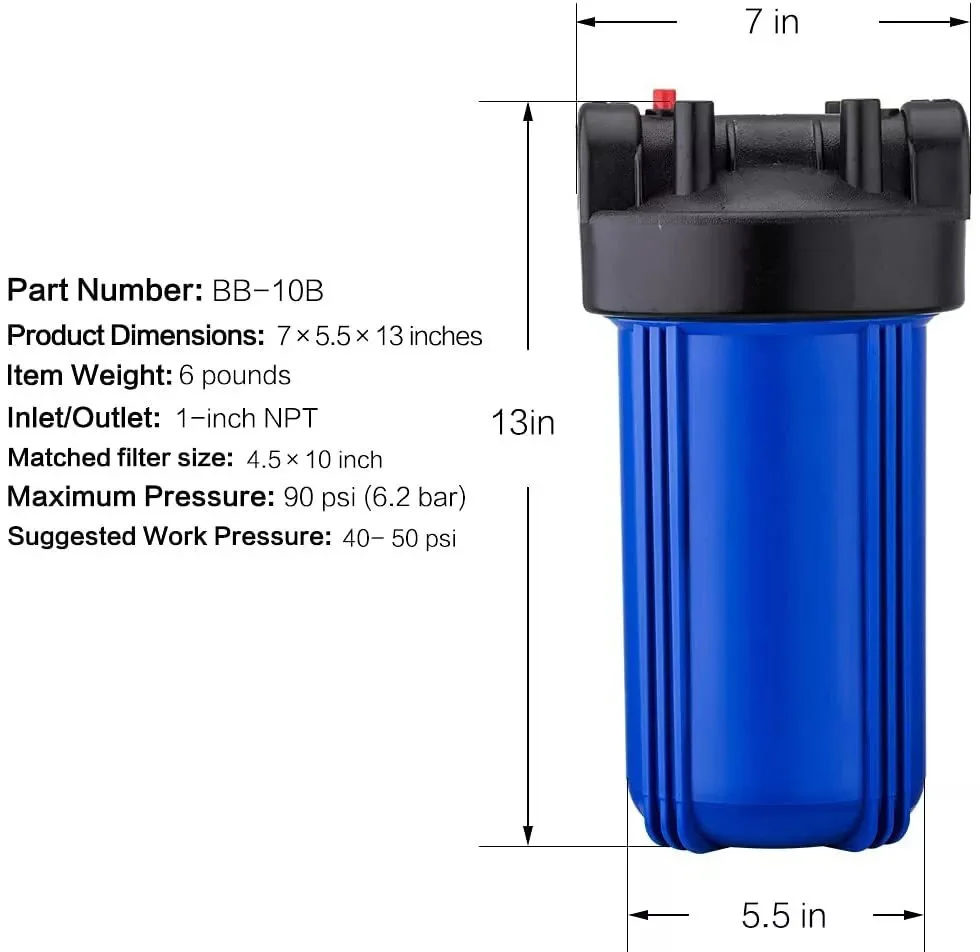 4-stage RO Filter To Purify Water 10-inch Large Blue Anti-permeability Water Filter Housing view 2