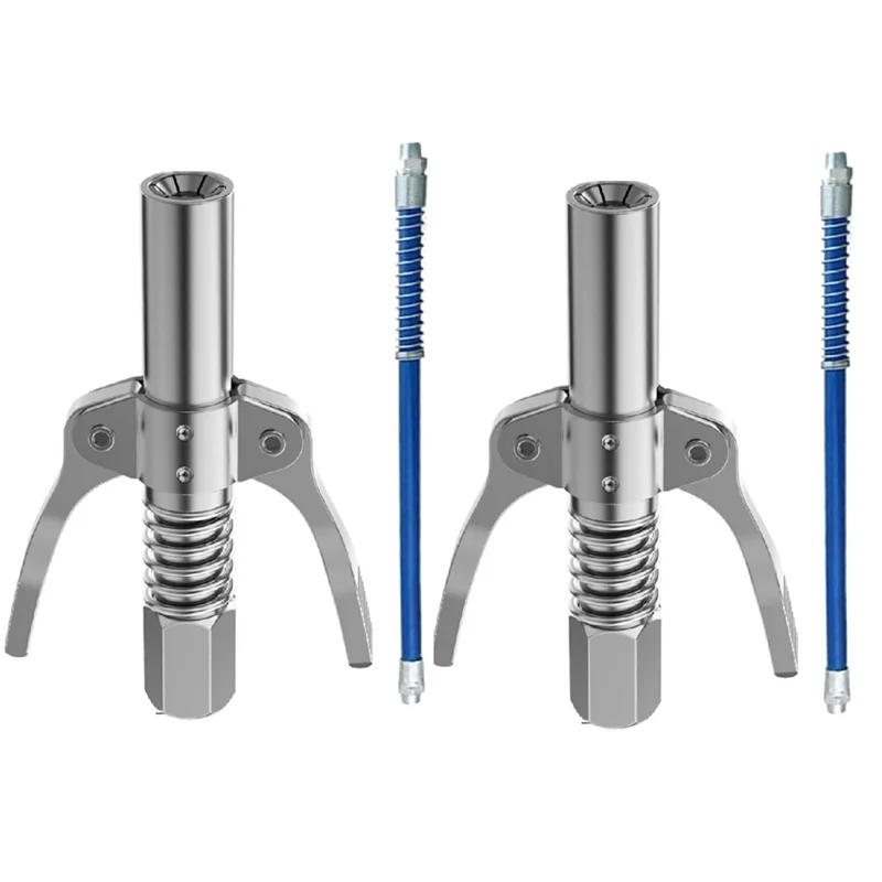 

ABGH-Dual Handle Gear Grease Nozzle, 10000 PSI Load Quick Lock & Release Grease Coupler With Spring Flexible Hose