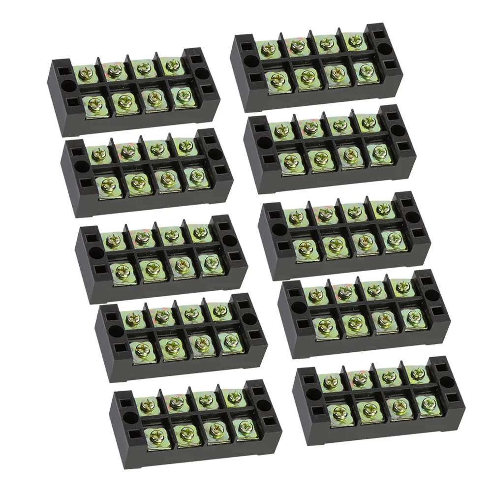 10Pcs Terminal Block Dual Row 45A 4-Position Clear Plastic Cover Screw Barrier Wire Connector Fixed Terminal Board for Home Wire