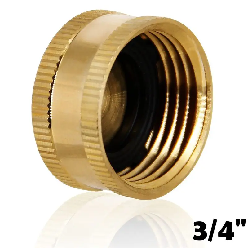 A67P-3/4Inch Brass Garden Hose Cap With Washers, 4 Pack