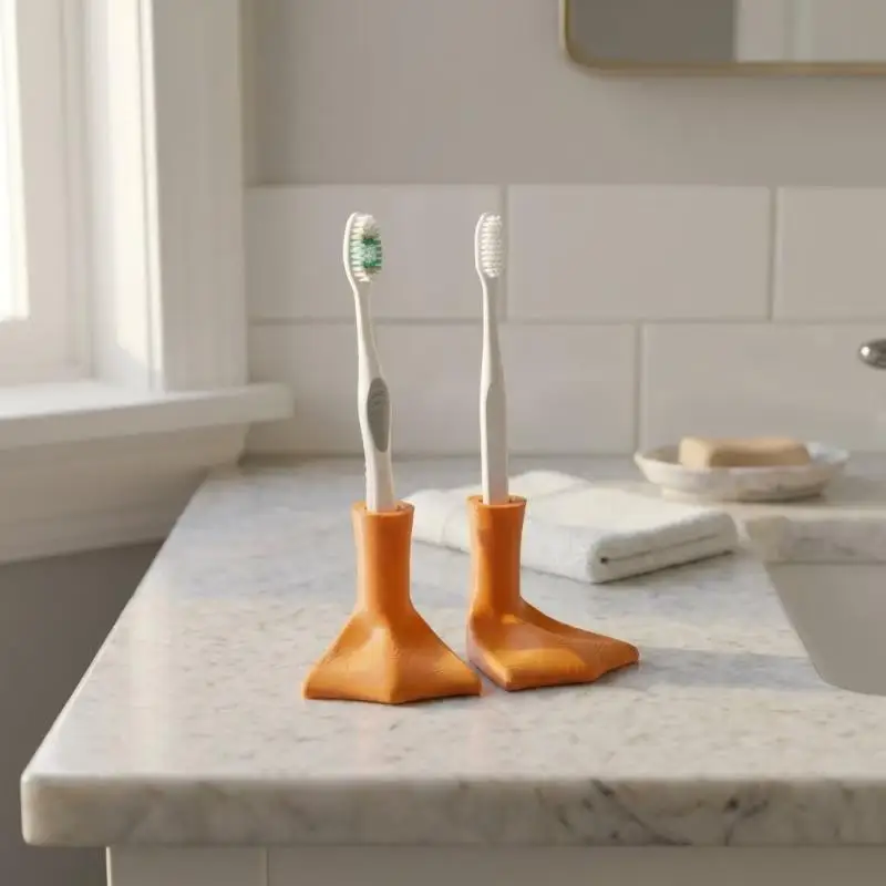 1/2pcs Duck Foot Toothbrush Holder, Creative Duck Paw Design Toothbrush Stand, Universal Bathroom Countertop Organizer