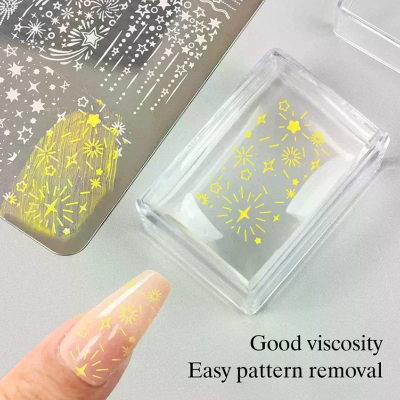 Transparent Nail Seal With Scraper Erasable French Nails Stamp Template Printing Tool Nail Polish Stamping Manicure Tool