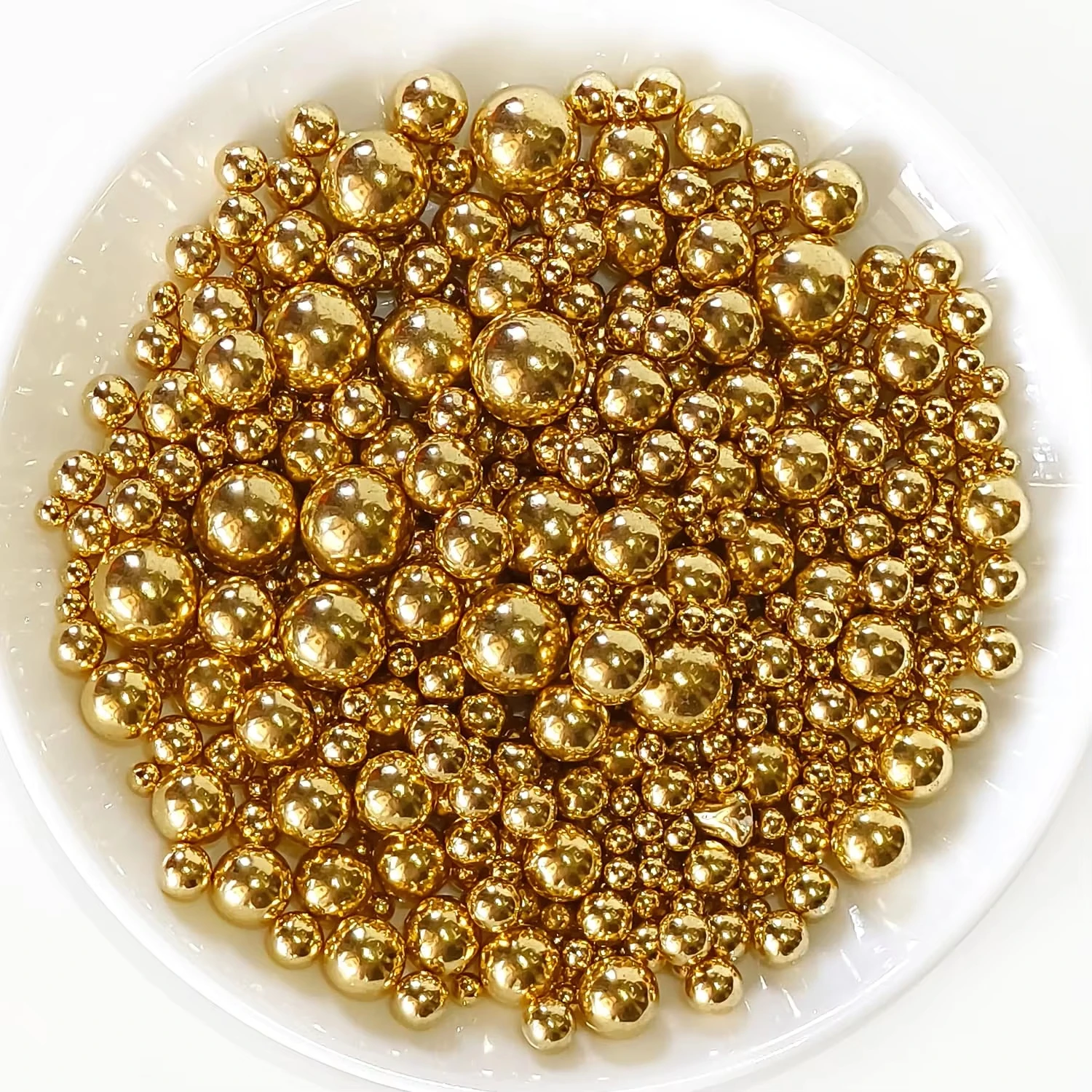 85g Goldene Metallische Kugeln Perlen Gemischte Größen für DIY-Basteleien Nagelkunst Kuchendekoration Harzfüllmaterialien – Detail 3