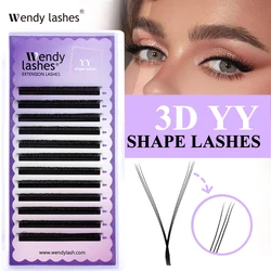 Wendy Lashes YY Shape Eyelash Extensions 12 Lines C/D Curl Black Y Lashes Premade Volume Fans Individual Eyelashes Supplies