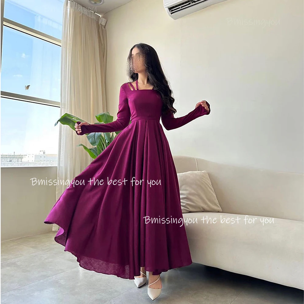 Long Sleeve Prom Dresses for Women Arabic Dubai Formal Evening Dress Outfits Chiffon Wedding Party Attire Customized