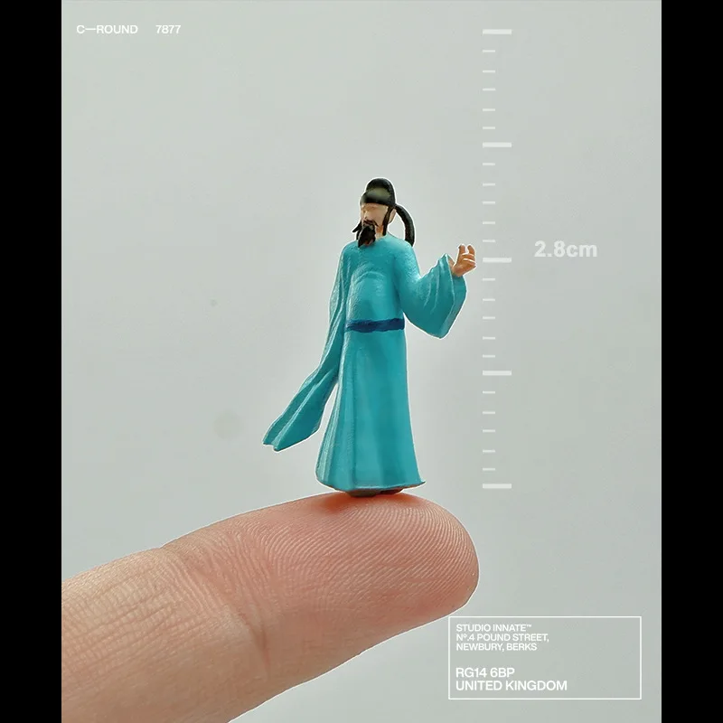 1/64 Libai and Dufu, Ancient-style Poets in Hanfu, Miniature Figurines, Macro Photography, Doll Miniature Scene Sandbox