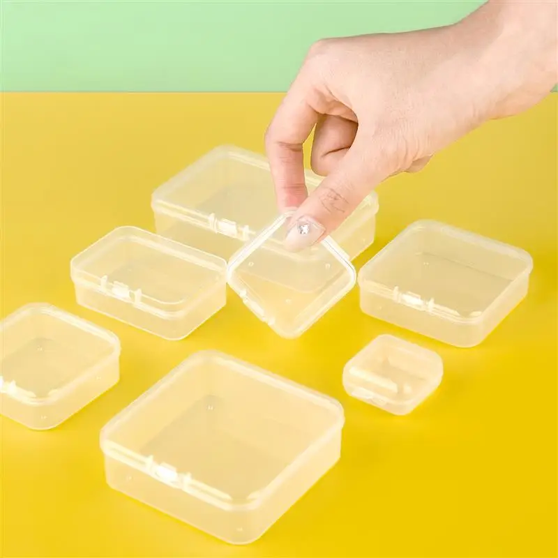 10/20pcs Scatola di plastica Scatola rettangolare Scatola traslucida Scatola di immagazzinaggio di imballaggio Scatola di immagazzinaggio di gioielli solida e resistente alla polvere Contenitore