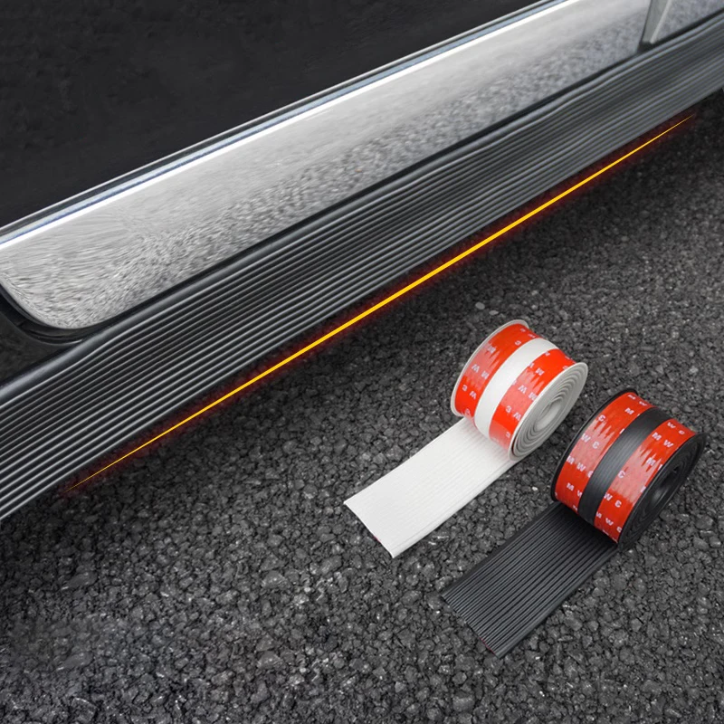 

5/8/10cm*4m Universal Rubber Car Side Skirt Protective Strip Car Door Bottom Bumper Protector Band Auto Body Side Stripe Skirt