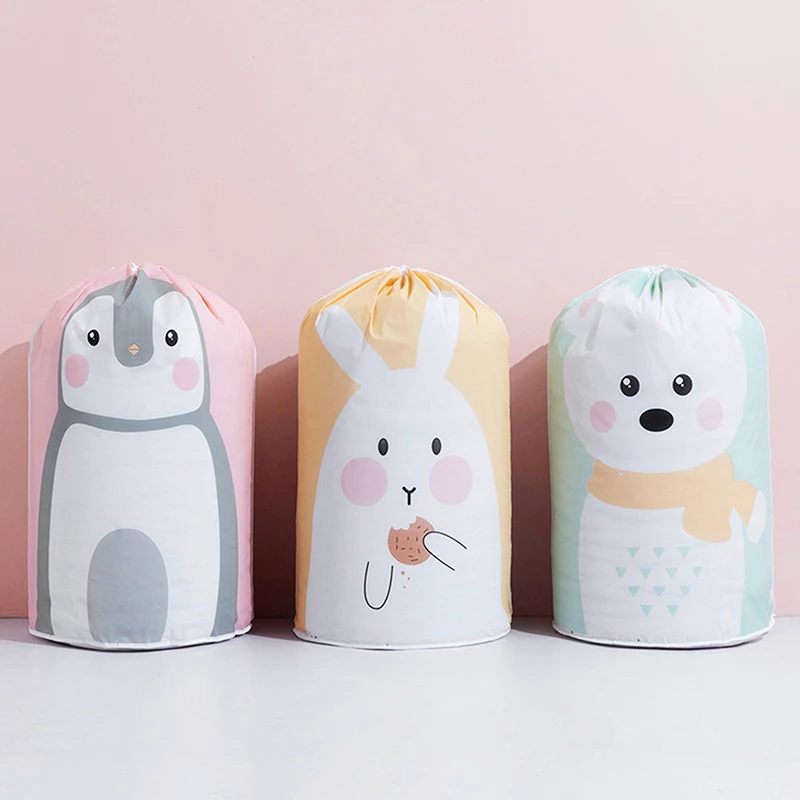 

Cartoon Bear Collapsible Storage Bag Transparent Storage Organizers Clothes Blanket Baby Toys Basket Travel Suitcases Quilt Bags