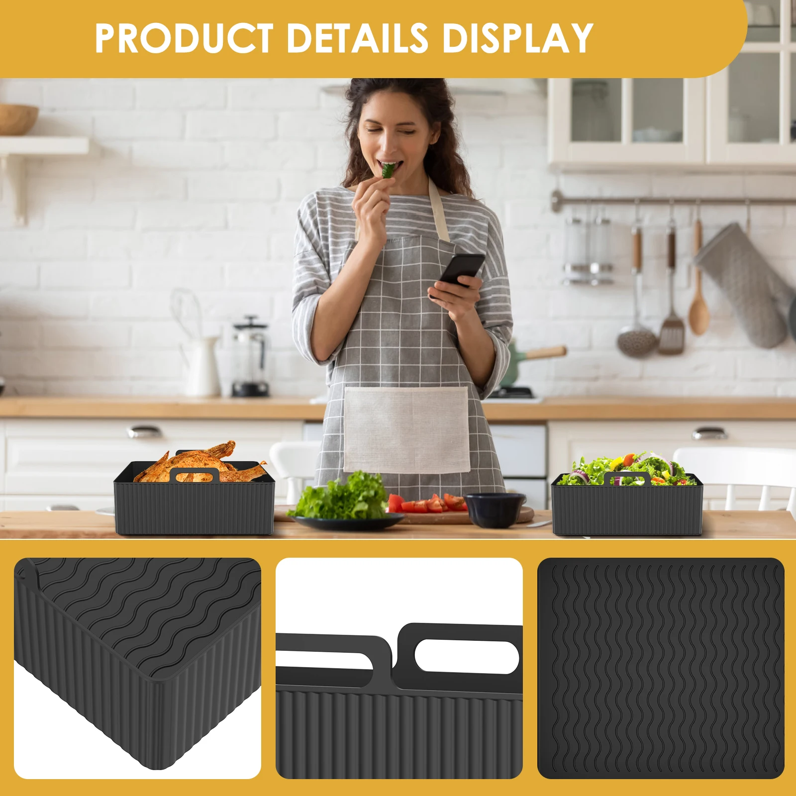 2Pcs Air Fryer Silicone Liner Food Grade Air Fryer Baking Tray Reusable Non-stick Silicone Mold Airfryer Pan Liner Accessories