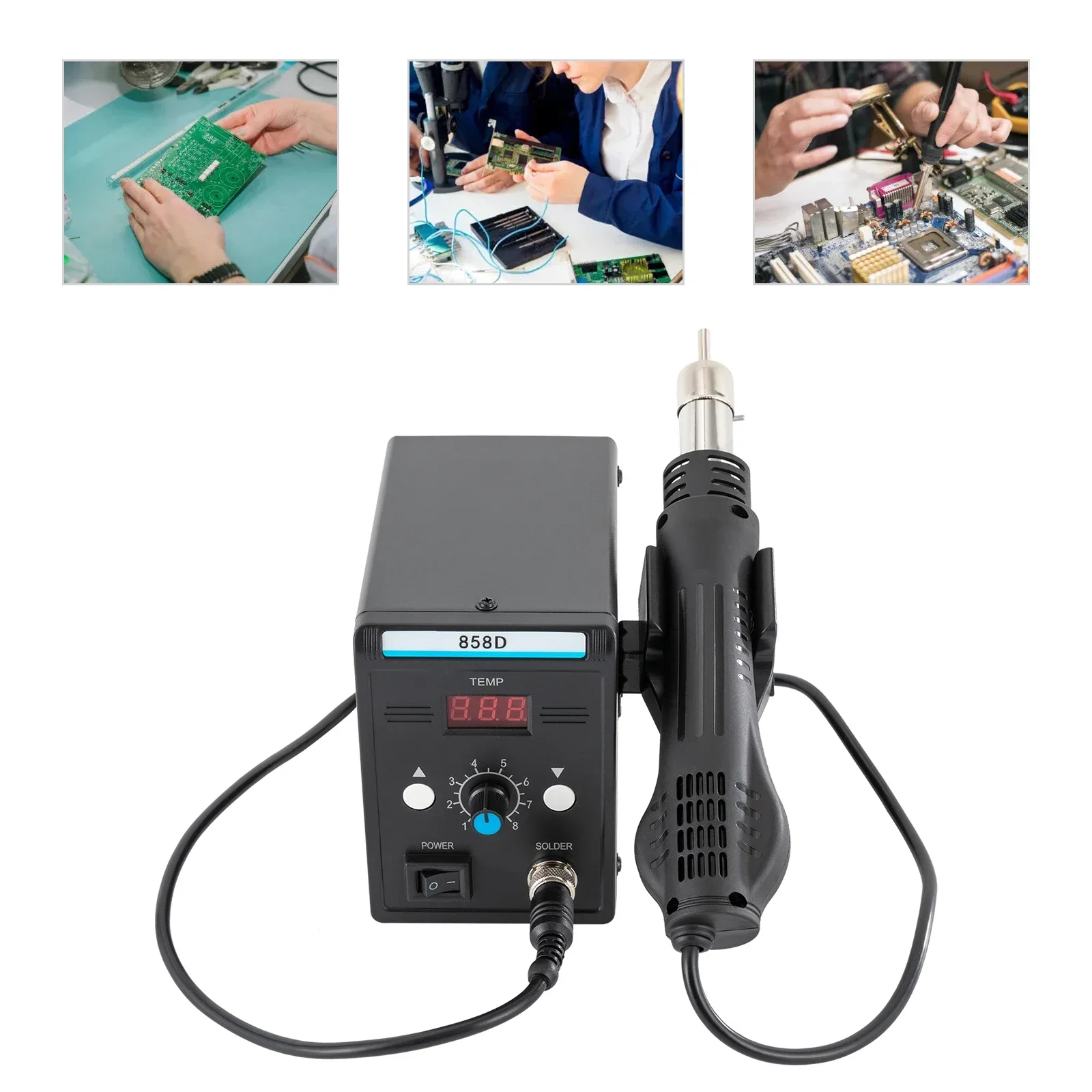 700W Hot Air Rework Soldering Station With Heat Gun Set Temperature  Screen Display For Electronics Repairs