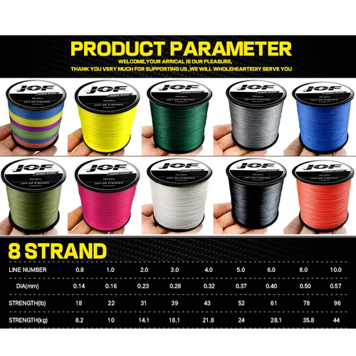 Imagen 2 del producto JOF X8 línea de señuelo línea de Pesca trenzada Pesca carpa multifilamento cable de mosca línea de Pe japonesa agua salada 1000M 500M 300M 8,2-35,8 kg