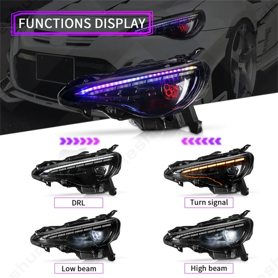 LEDヘッドライトのペア,アニメーション,Drl,aru brz,toyota 86 gt86