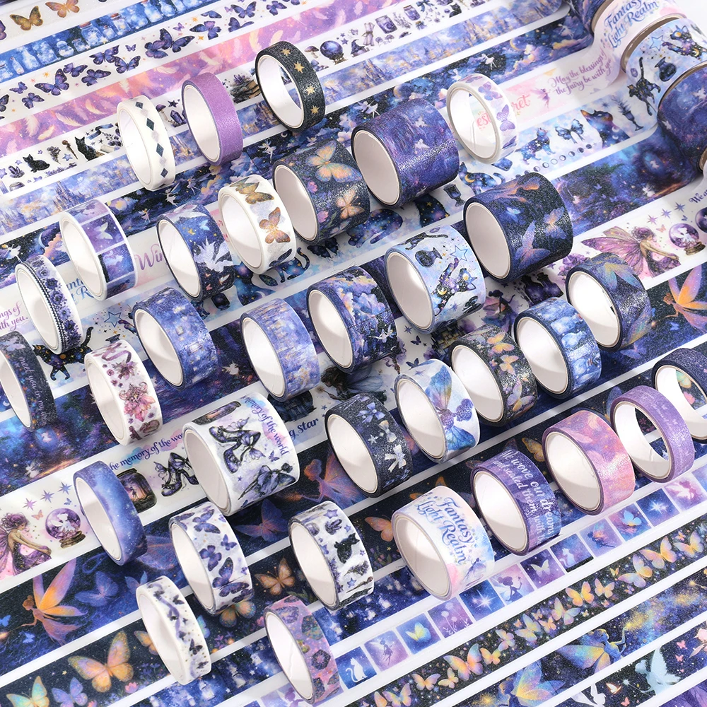 الخيال اشي الشريط مجموعة 35 لفات الأرجواني أشرطة ورقية مقاومة للماء DIY بها بنفسك سجل القصاصات مشاريع مخطط الملحقات اللوازم المكتبية