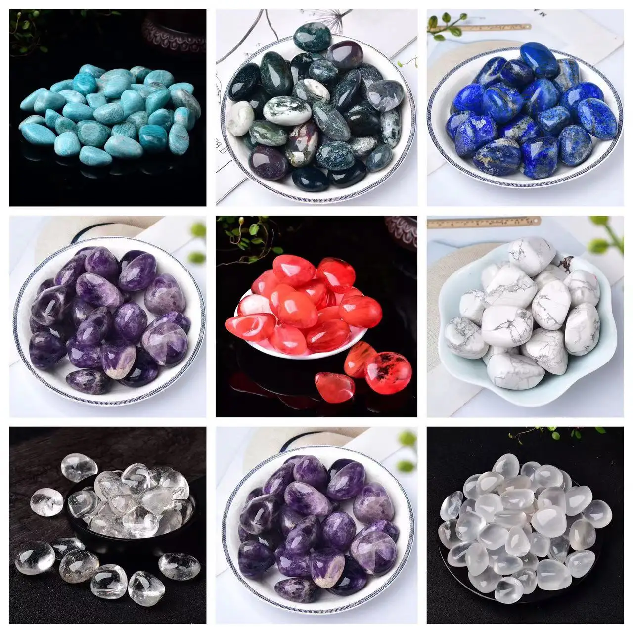 Polishing Stone Grinding Stone White Crystal Rose Quartz Obsidian Green Aventurine Lapis Lazuli Amazonite Amethyst Blue Vein