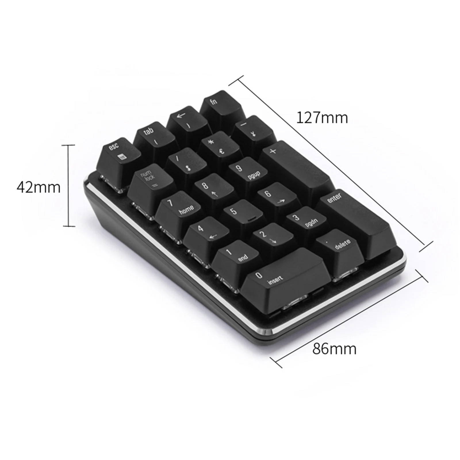 2.4G Wireless Mechanical Numeric Keypad Gaming Keypad 21 Keys Portable Keypad Extended Layout Black Keyboard for Laptop Notebook