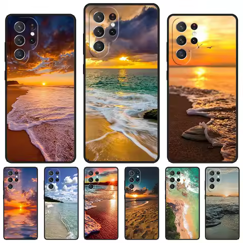 Summer Beach Sunset On Sea phone case For Samsung Galaxy S24 S23 S22 Ultra Note 10 20 Plus S8 S9 S10 S20 S21 FE Cover