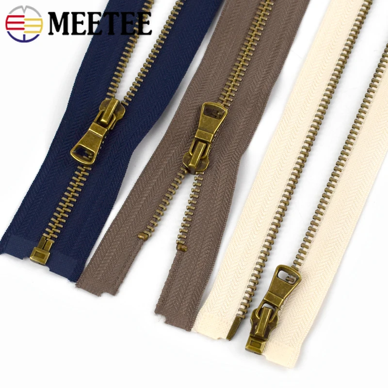 2/5Pcs 5# Metal Zippers 40/50/60/70/80cm Bronze Teeth Open-End Zipper Bag Jacket Cabbage Zips Sewing Decor Zip Repair Accessory