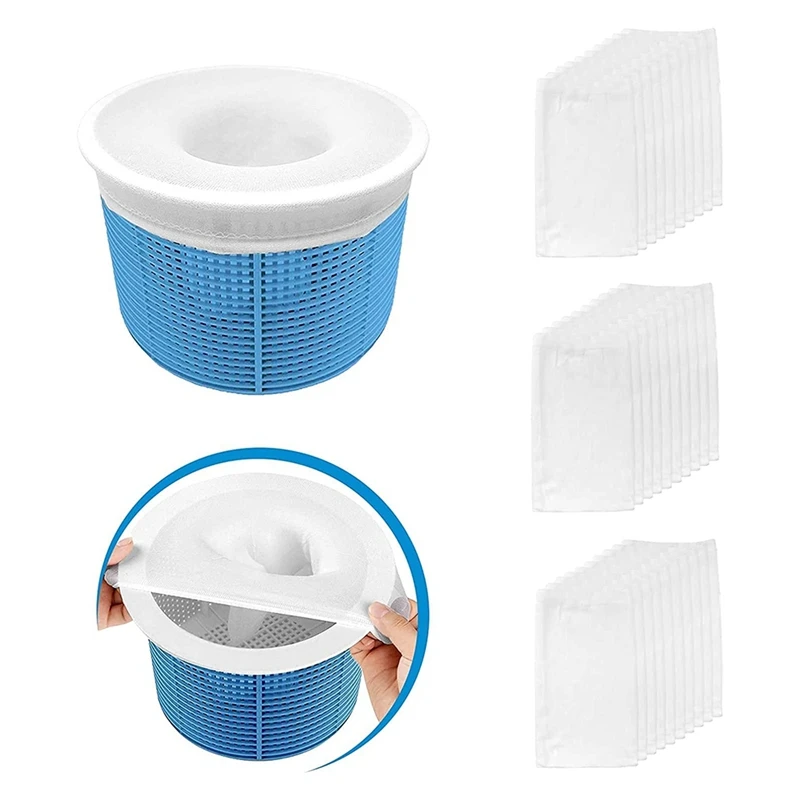 30 Piece Pool Filter Basket Socks Excellent Savers Reusable For Pool Filters, Baskets And Skimmers