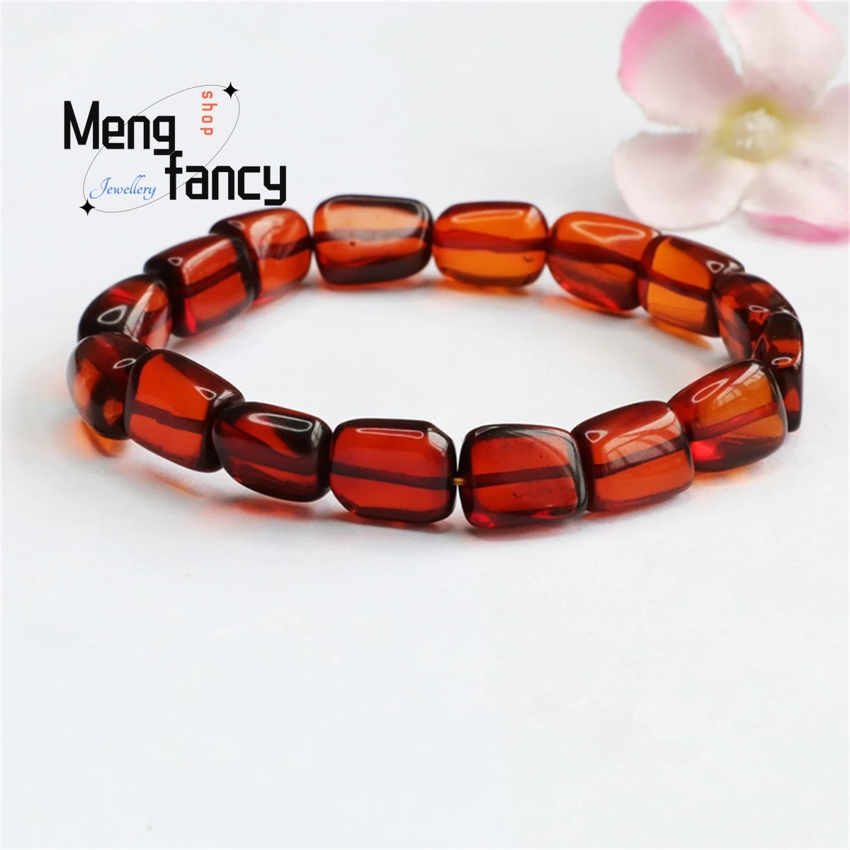 Natural Water Purification Amber Blood Pelt Shaped Bead Bracelet Simple Generous Personality Retro Versatile Men Women Fine Gift