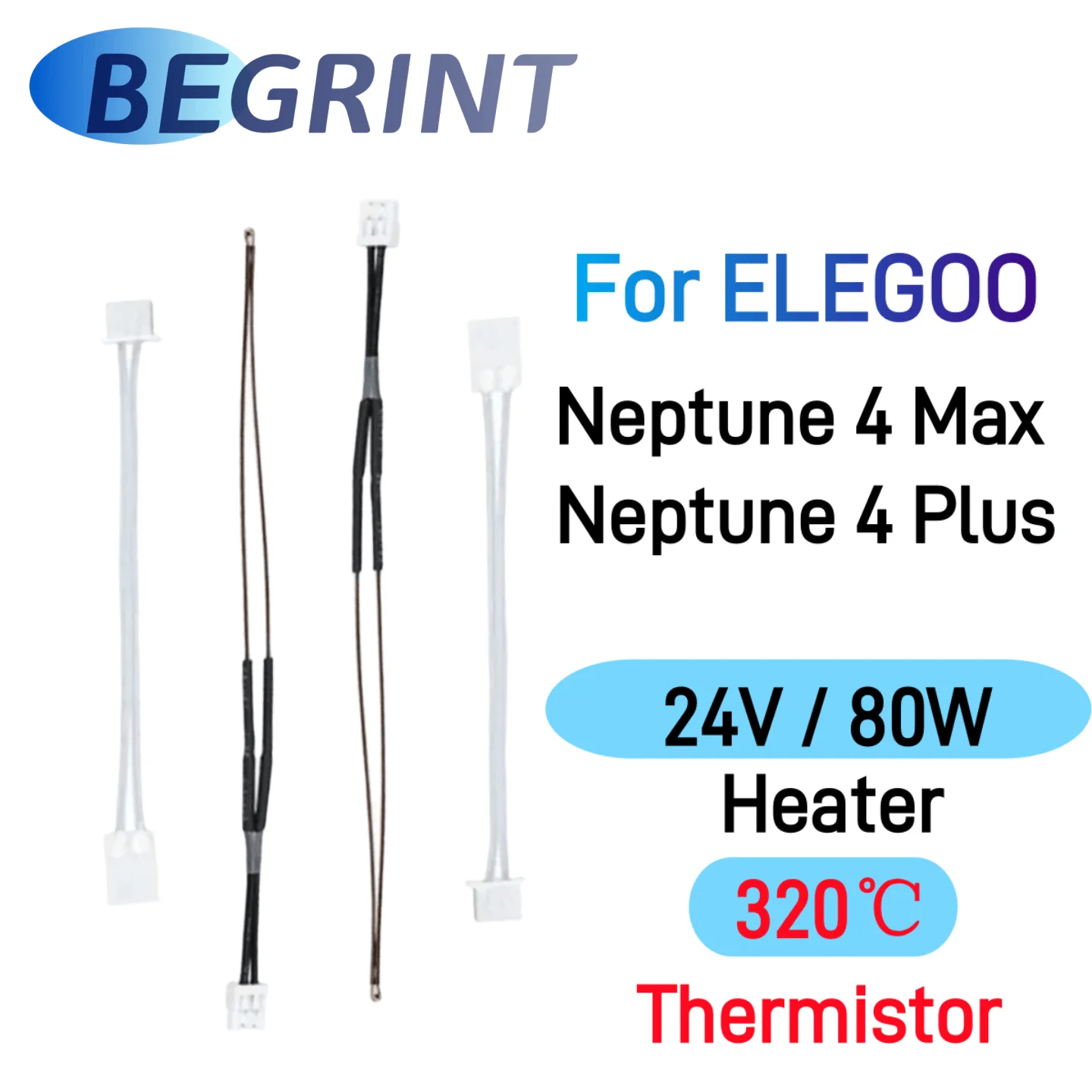 

Картриджный нагреватель 20 В, 80 Вт, 320 ℃ Термистор для Elegoo Neptune 4 Plus Hotend Neptune 4 Max, комплект обновления Hotend, керамический нагрев
