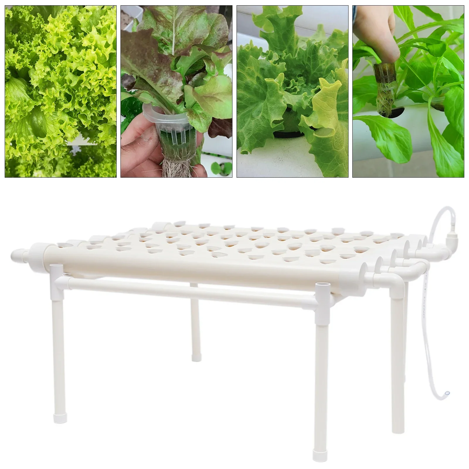 Kit de culture hydroponique à 1 couche avec 54 sites de plantation, systèmes de culture de plantes sans terre en PVC avec pompe à eau, ensembles de culture hydroponique