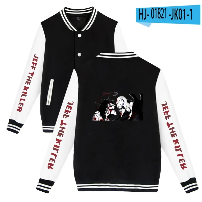 2023 Harajuku hip hop style Jeff the killer 2D baseball jacket capless sweatshirt women/men hoodie funny hoodies boys