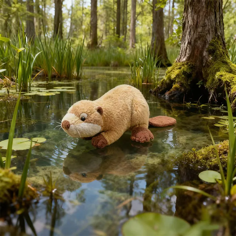 45 CENTIMETRI Simulazione Del Fumetto Castoro Ad Alta Fedeltà Anime Carino Lontra Lutra Peluche Carino Modello Realistico Animali Che Abbraccia la Bambola Regali Per Bambini