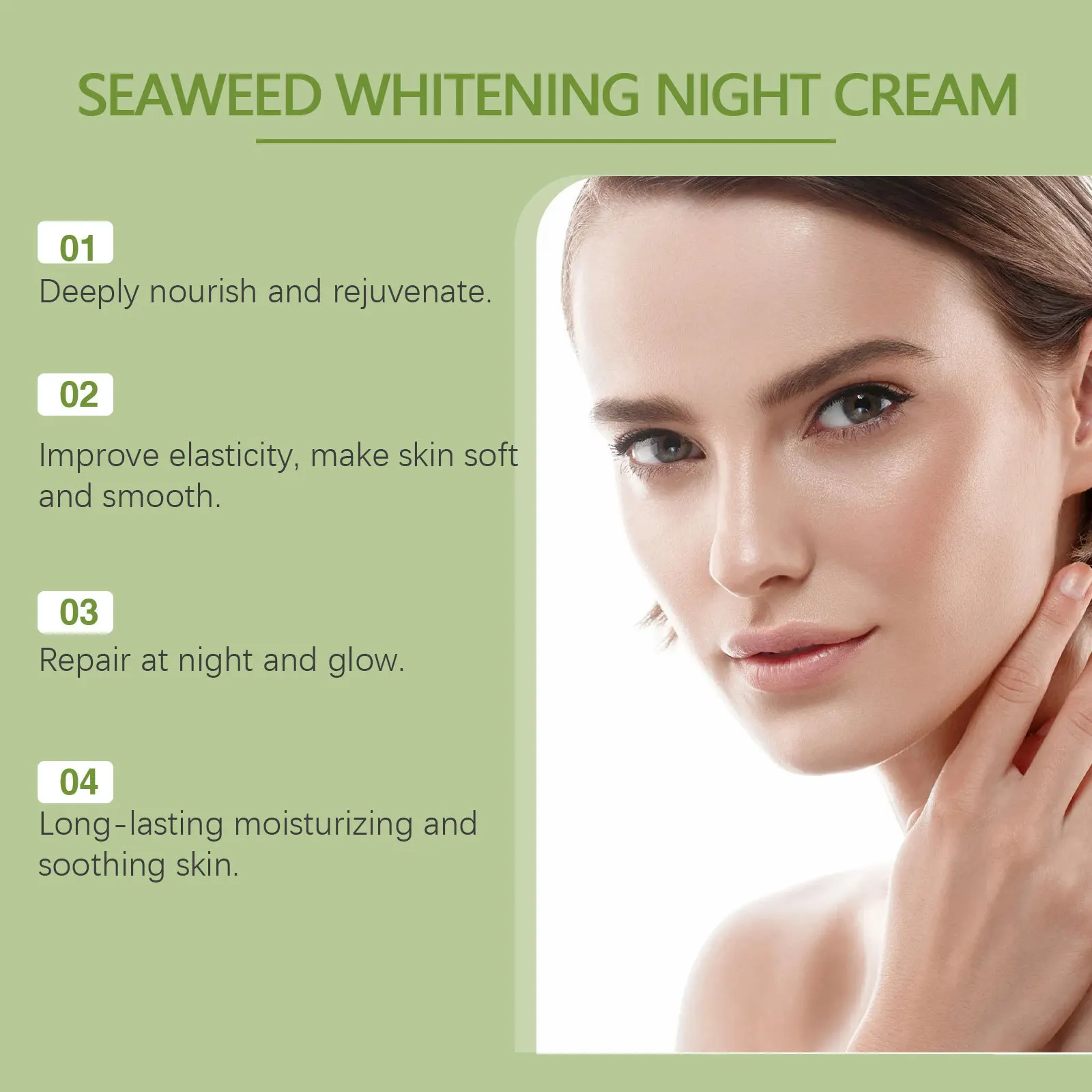 Night Revitalizing Cream สาหร่ายทะเลไวท์เทนนิ่ง Firming Fine Lines Removal Lift Moisturizing Brightening Anti-ความแห้งกร้าน Fresh Skin Care