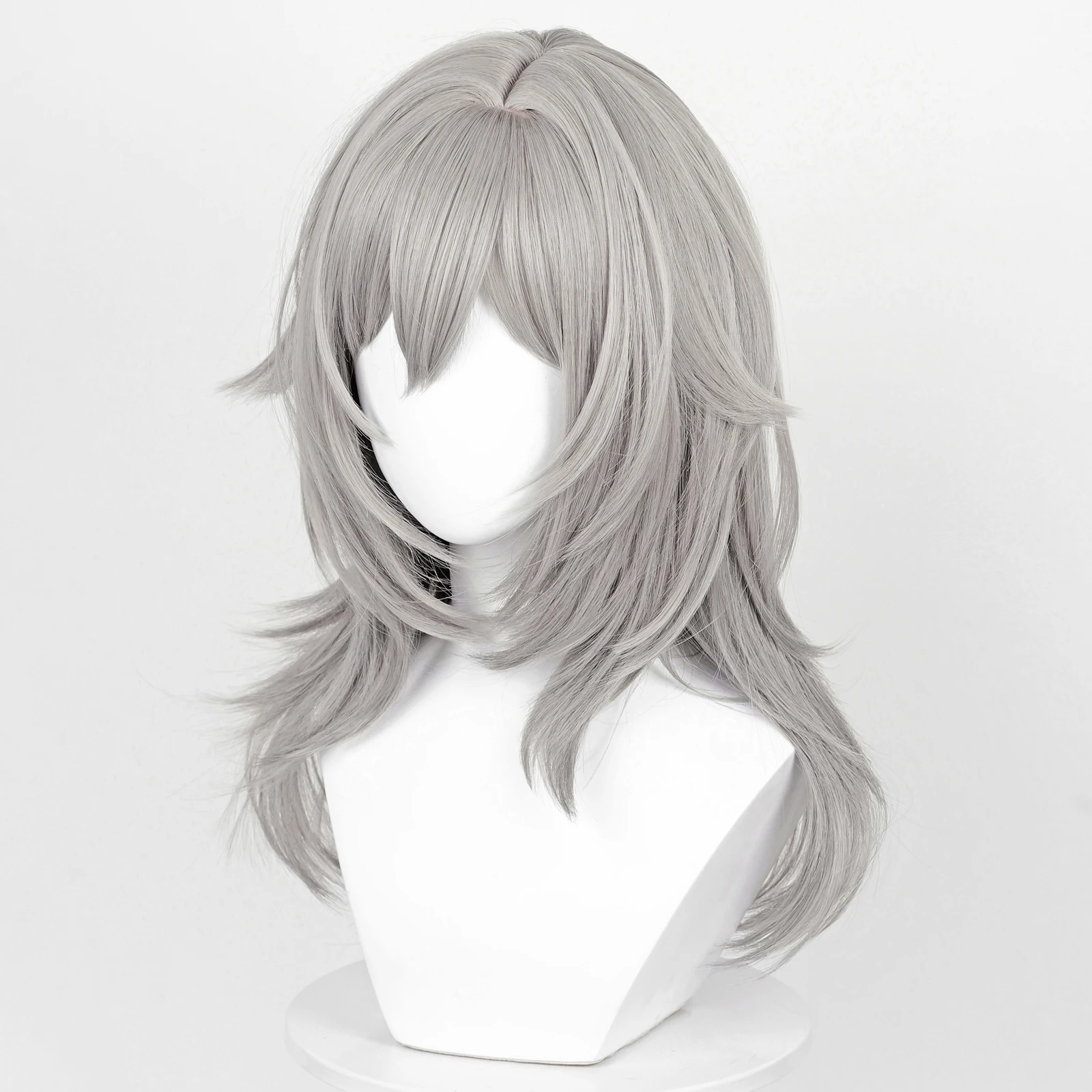 Lange gerade synthetische graue Perücke Stelle Cosplay Spiel Anime Frauen flauschige hitzebeständige Perücke für die tägliche Party – Detail 4