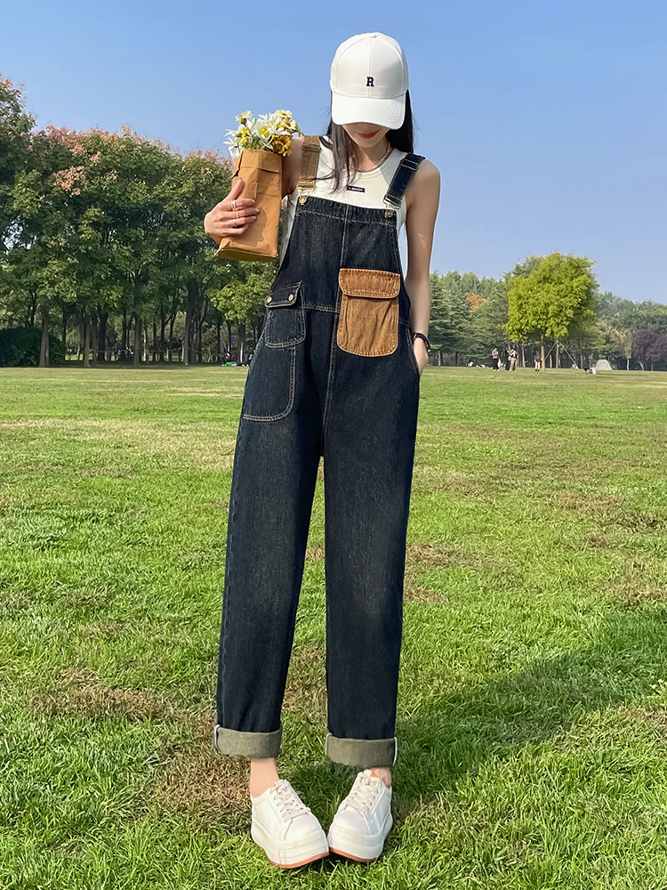 

Джинсовые комбинезоны Harlan, женские весенне-осенние свободные утягивающие уникальный дизайн, уличная рабочая одежда, цельные брюки с высокой талией, длинные...