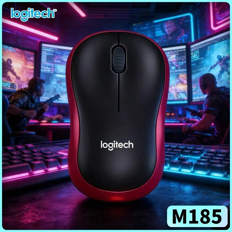 Logitech M185 Mouse-HandheldErgo Symmetric Grip 10m Range 12-Month Battery 1000 DPI Optical Sensor Office Work Tool