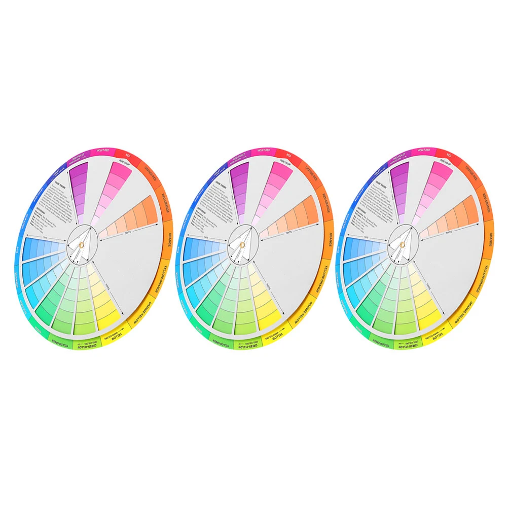 

3pcs Watercolor Color Wheel Learning Chart Painting Mixing Guide For Artists Teaching Tool Durable