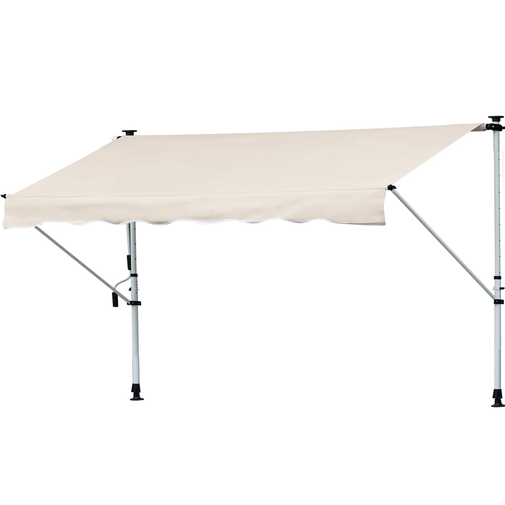 Outsunny Toldo Manual Retráctil Exterior 400x120x170-280 cm con Manivela Beige