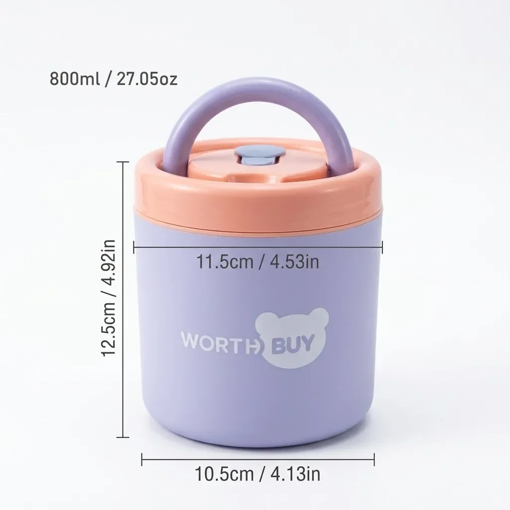 Geïsoleerde lunchbox van 304 roestvrij staal met handvat, draagbaar, lekvrij, dubbele laag, bentobox voor kinderen en studenten, magnetronbestendig.