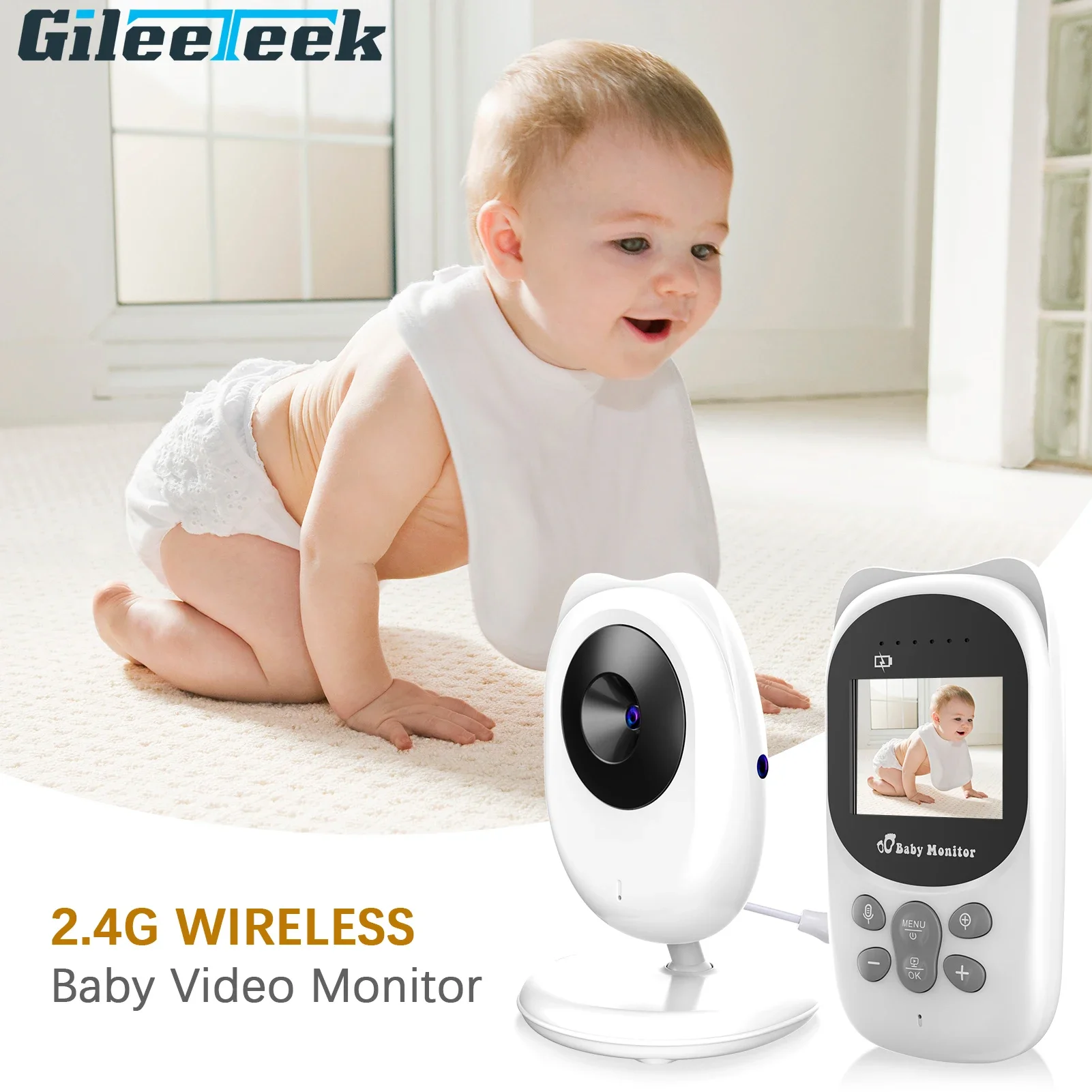 

Portable Monitoring Wireless Baby Monitor Video Monitor for Kids with 2.4Inch LCD Screen 50M Transmission Supports Two-Way Talk