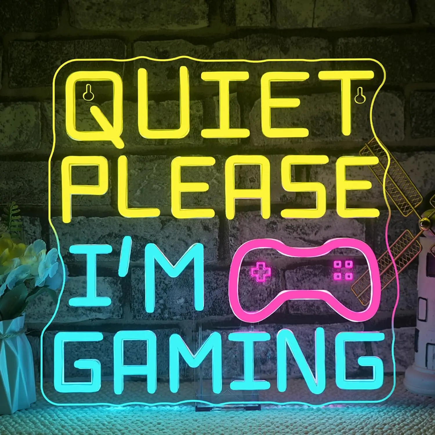 静かにしてください、私はゲームをしている-ネオンライトサイン-ledネオンサイン-調光可能-usb-プレイルーム-寝室-ゲームルーム-コーヒーバー-壁飾り-ギフト