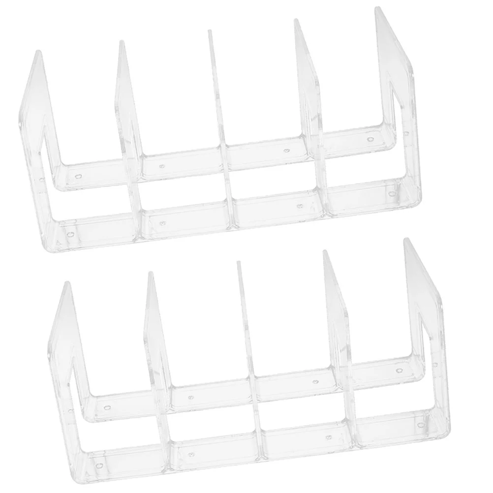 Multifuncional plástico transparente Bookend, conveniente, 4 prateleiras, escritório, suporte multi-função, 2 pcs