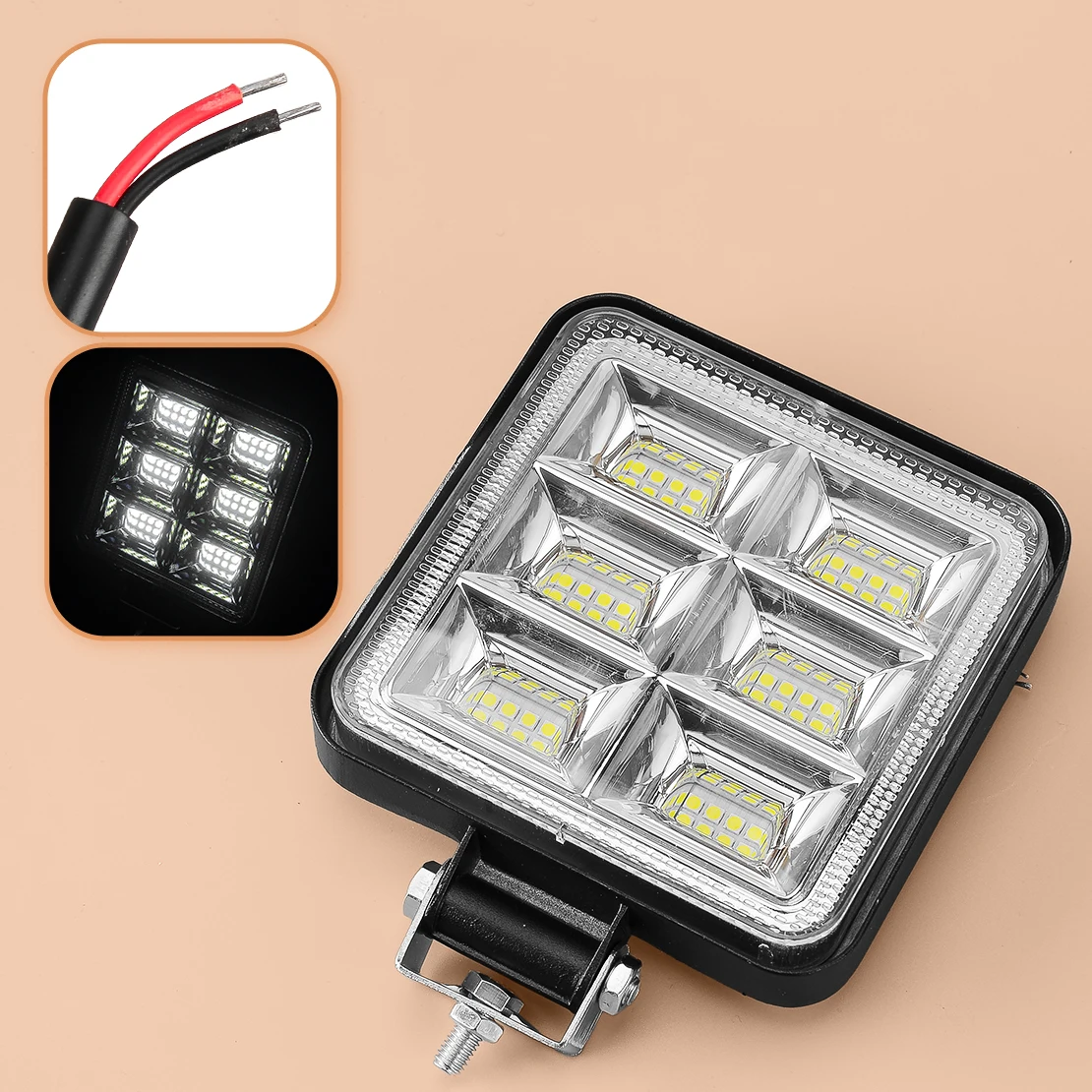 

Квадратный 4-дюймовый белый светодиодный рабочий светильник, прожектор, универсальный точечный светильник для автомобиля, грузовика, внедорожника, фургона