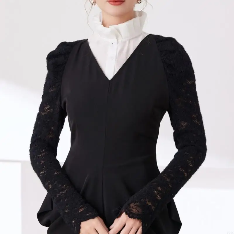 Stand High Neck Faux Collar Neckpiece Ruffled Decorative Collar Outfit Upgrade Dress Sweater Enhancer Women Accessory Y166