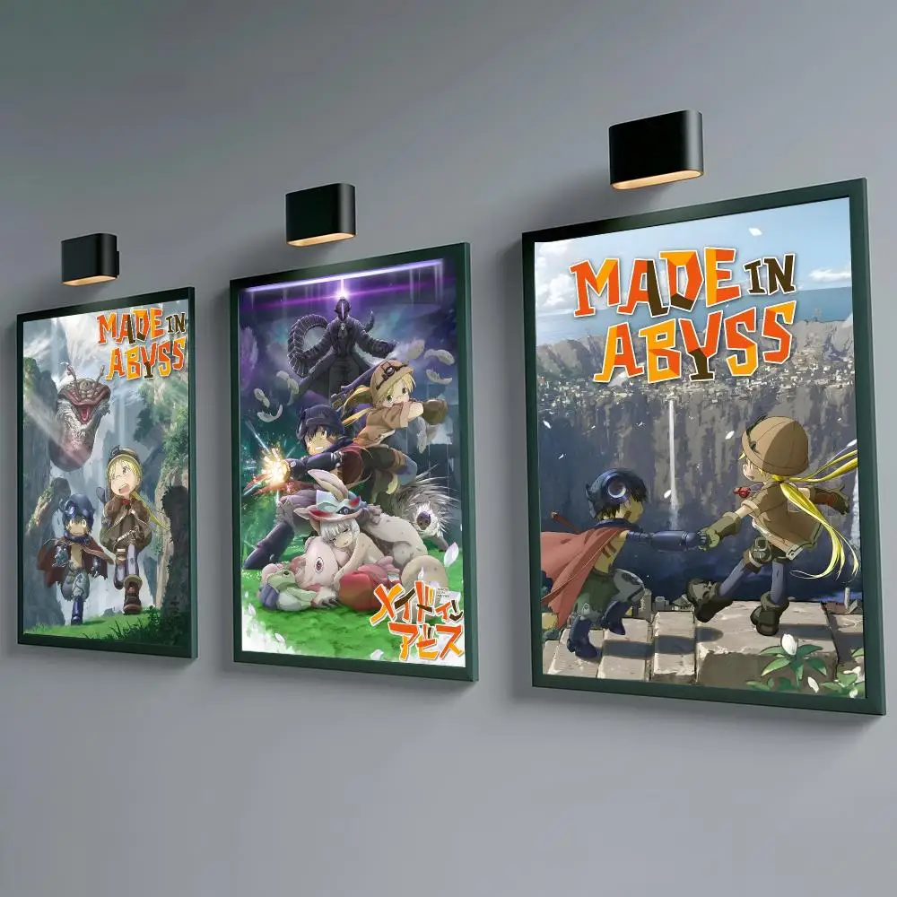 Anime Made in Abyss Poster Self-adhesive Waterproof Paper Sticker Coffee House Bar Room Wall Decor